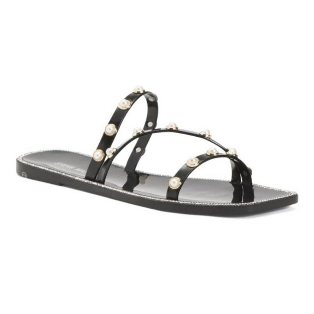 Steve Madden Nonii Womens Sz 7 Jelly Pearl Bling Rhinestone Slide Sandals NIB - Picture 2 of 9